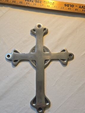 Silver Metal Cross Wall Decor - Polished Finish